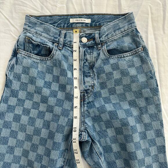 PacSun Eco Checkerboard High Waisted Straight Leg Jeans 100% Cotton SIze 23x26 - Picture 4 of 8